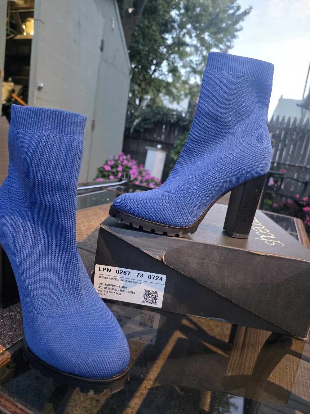 Shoe Dazzle Royal Blue Knit Sock Ankle Booties